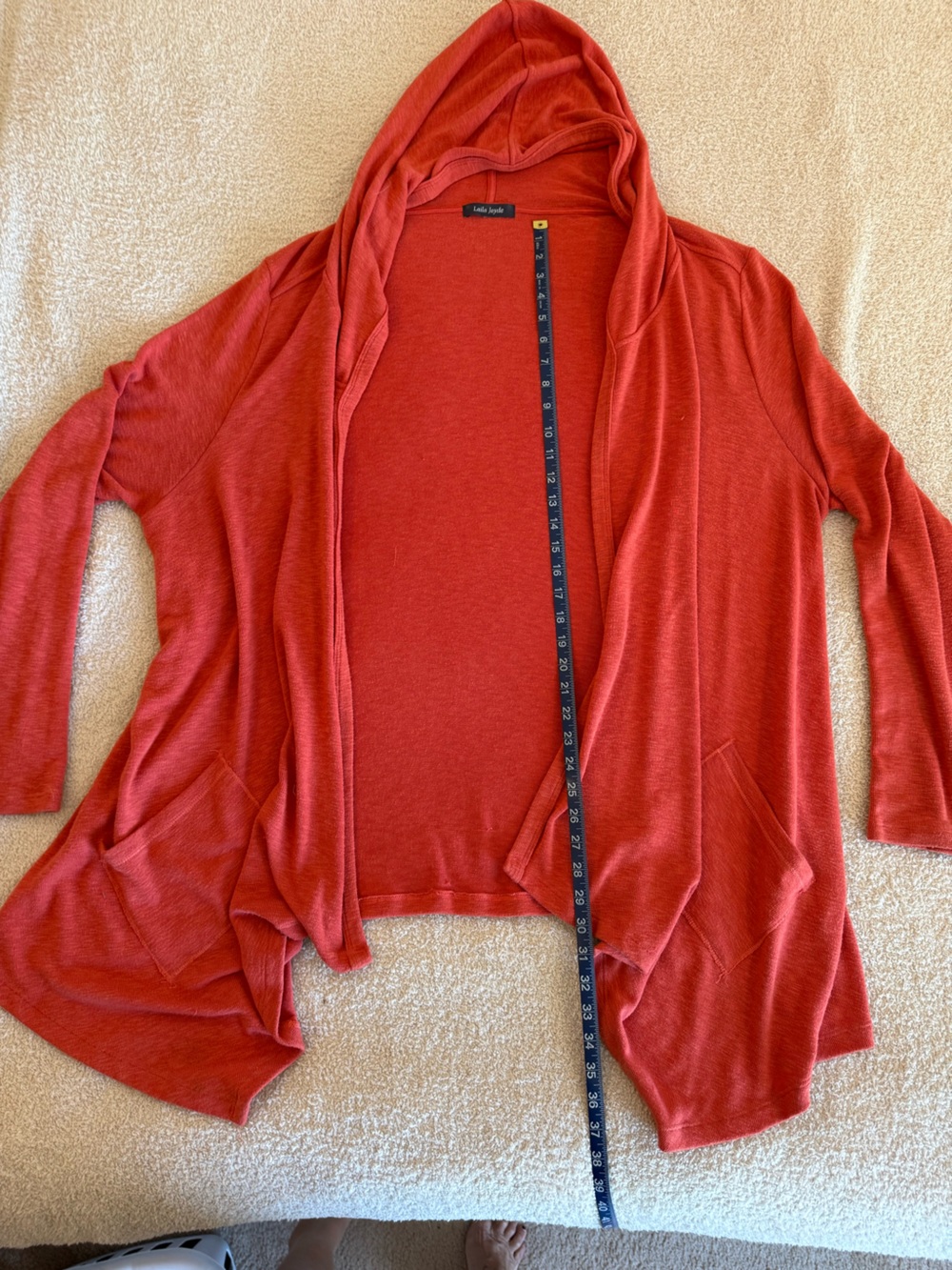 Laila Jayde orange Open Front Hooded Cardigan